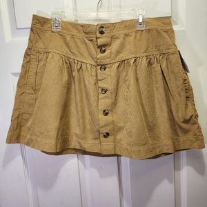 American Eagle Womens Brown Button Front Corduroy Mini Skirt Size 16